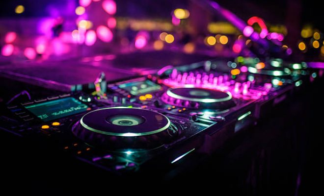 DJ console desk at nightclub